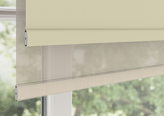 Rimini (Blackout), Ecru & Optima Linen - Double Roller Blind - Image 4